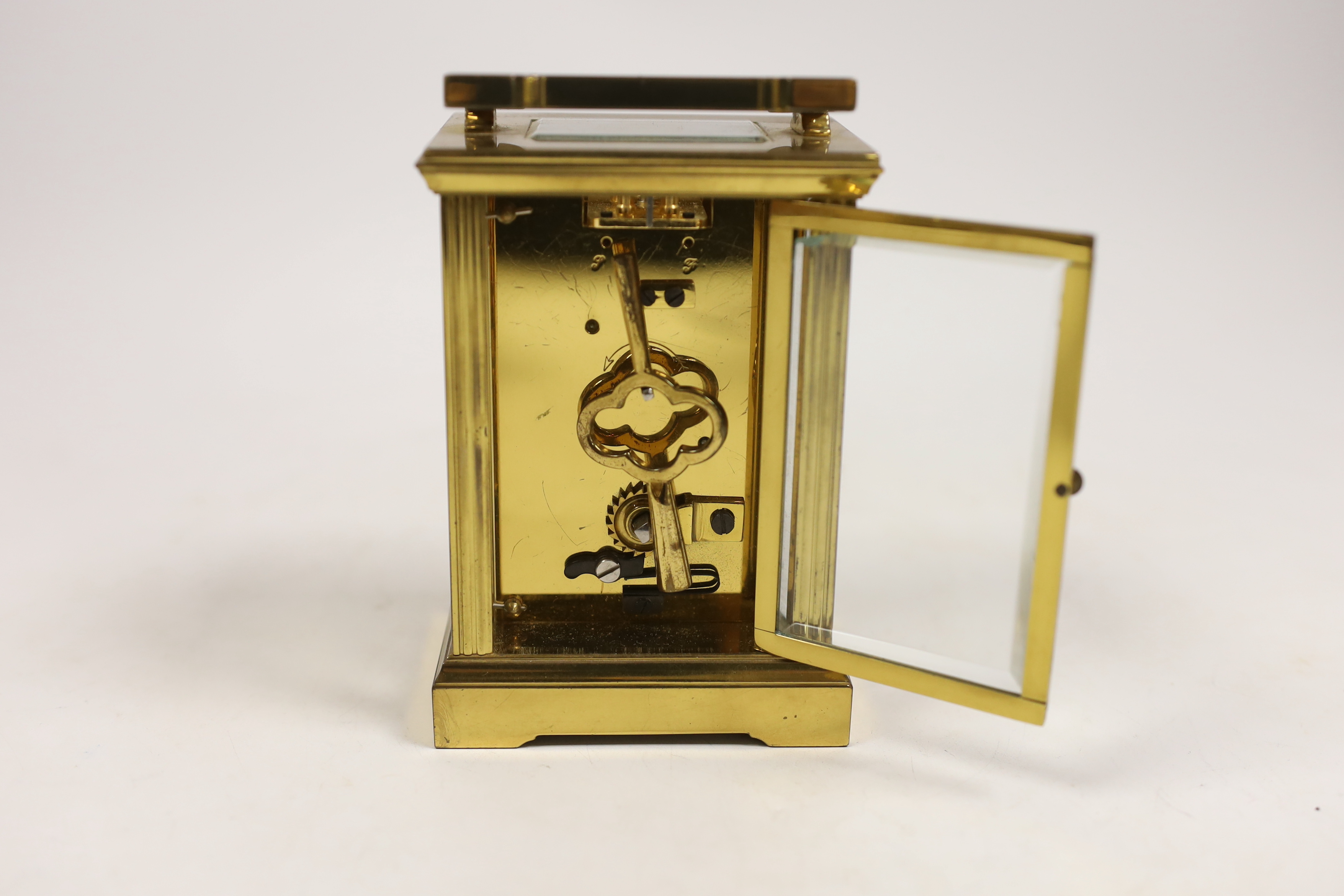 A Mappin & Webb brass carriage timepiece, 11.5cm